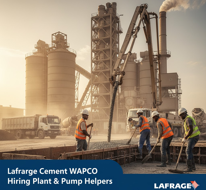 Lafarge Cement WAPCO Plc Jobs Vacancies in Nigeria: Plant Helper & Pump Helper