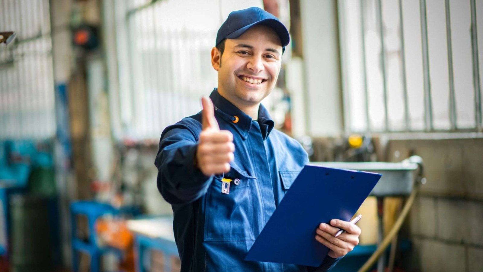 A mechanic is happy after finishing DPF filter cleaning service