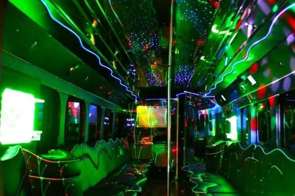 An interior of a party bus