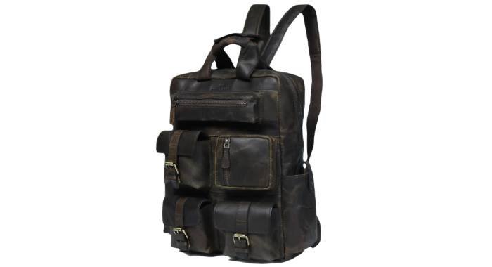 vintage leather backpack