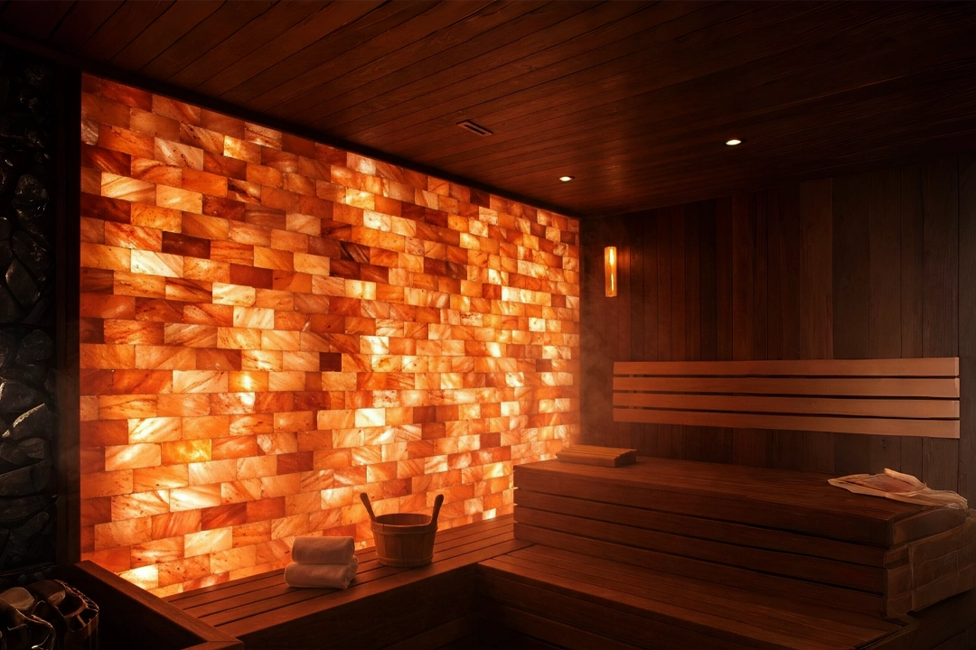 Himalayan salt wall for sauna