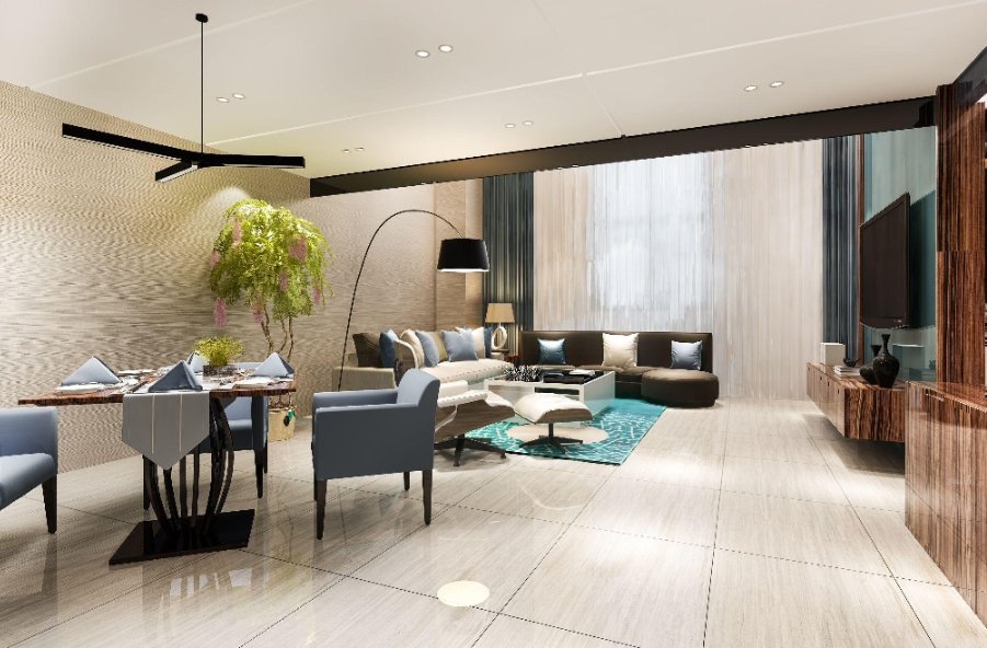 a high-end apartment with luxury design