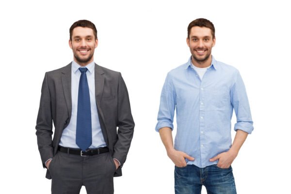 formal suit or casual jeans