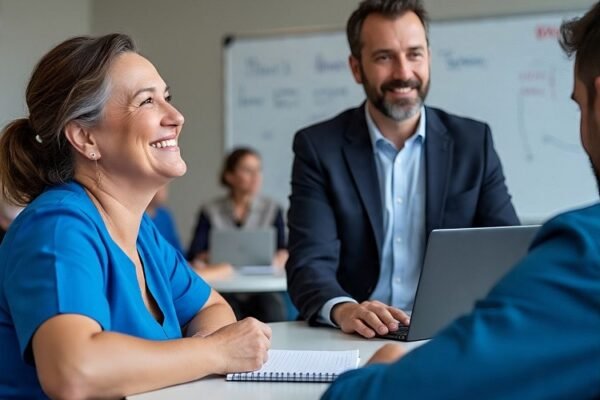 Healthcare staff engaged in digital transformation training to improve ROI