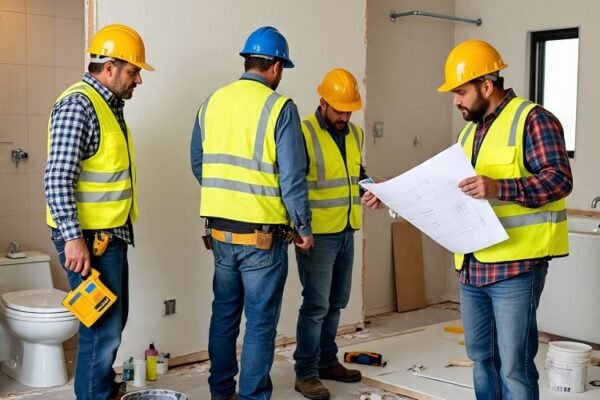 Smart Bathrooms Renovation contractors working on bathroom remodeling