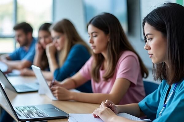 Nursing Education students engaged in e-learning on digital platforms