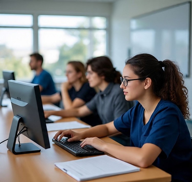 Nursing Education students accessing e-learning platforms for flexible study