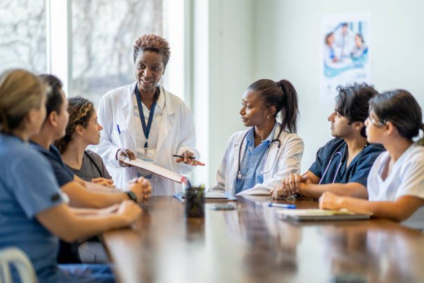 Surgeon holding scalpel and business leader in boardroom symbolizing leadership lessons
