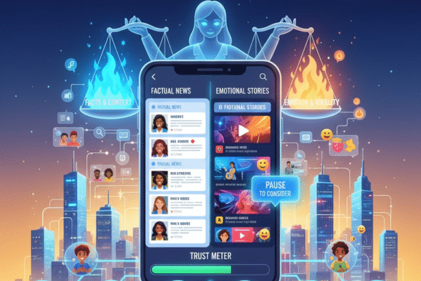 Image on the themes of truth, trust, and the journey towards a healthier online ecosystem