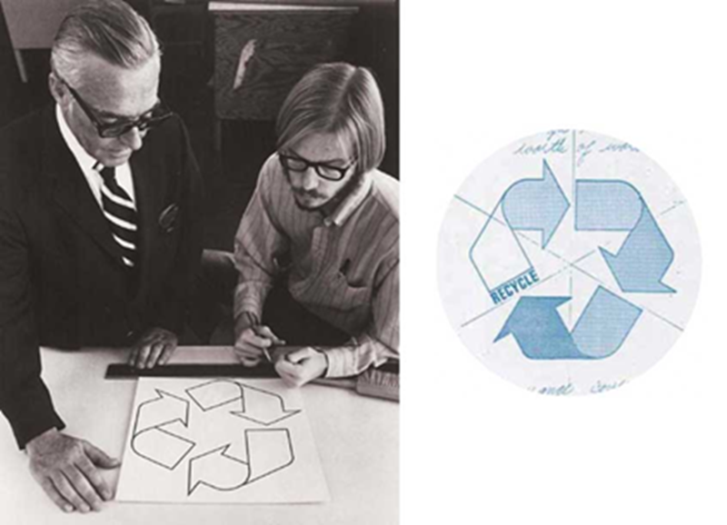  Recycling design creator Gary Anderson and original sketch 