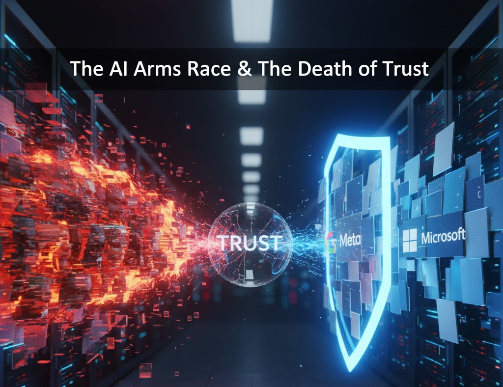 A conceptual image of the AI Arms Race representing detection AI