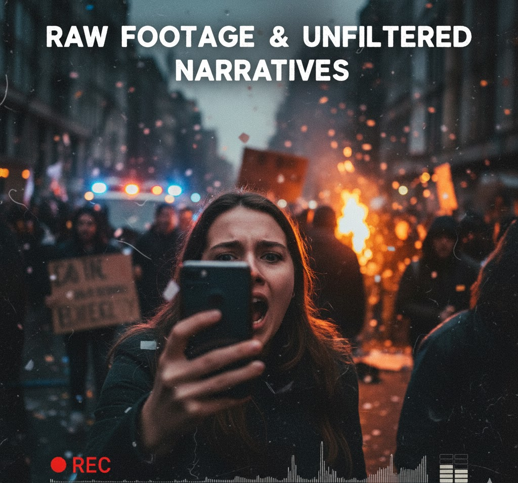 Image illustrating the unedited footage of a citizen journalist, which is ultimately so emotional.