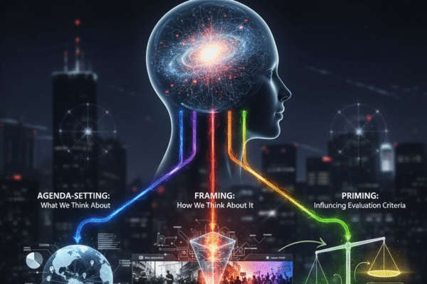 The Role of the Mass Media in Shaping Public Opinion Image demonstrating the influence of mass media on public opinion through Agenda-Setting, Framing, and Priming.