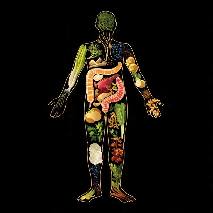 diagram of the digestive system showing nutrient absorption pathways