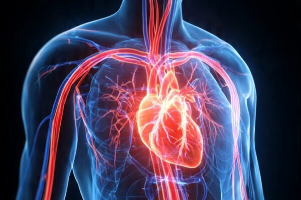 Diagram showing the structure of the heart