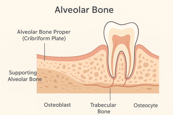 tooth embedded in the alveolar bone of the oral cavity