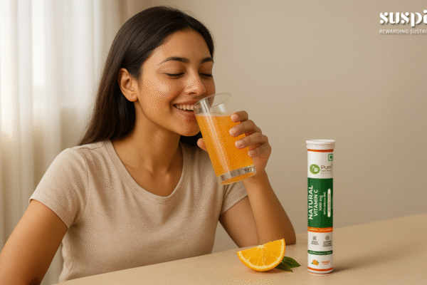 A woman taking Vitamin C