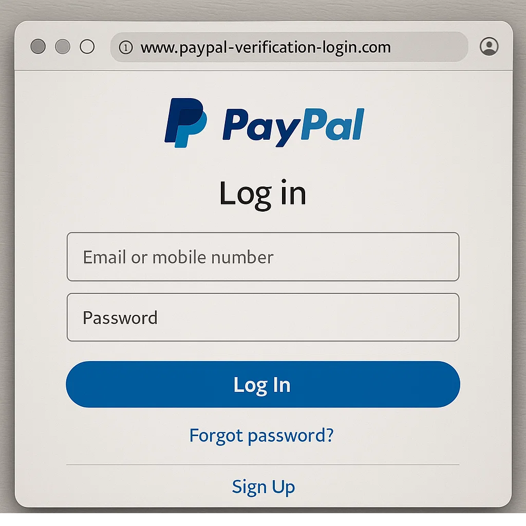 Fake login page used in phishing scams to steal user credentials.