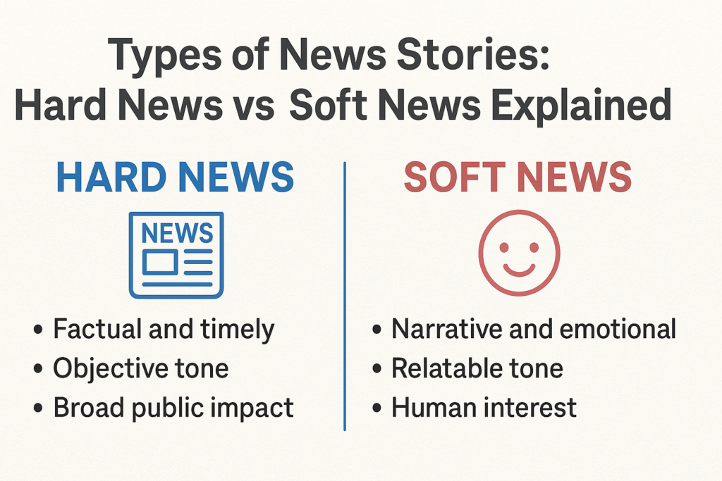 Infographic comparing hard vs. soft news interms of characteristics