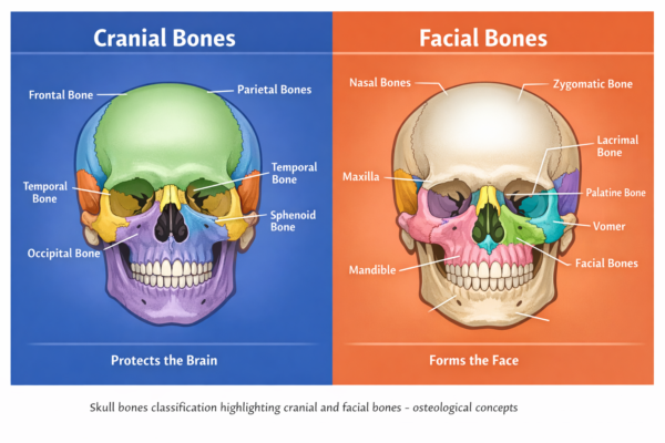 Cranial vs facial bones comparison
