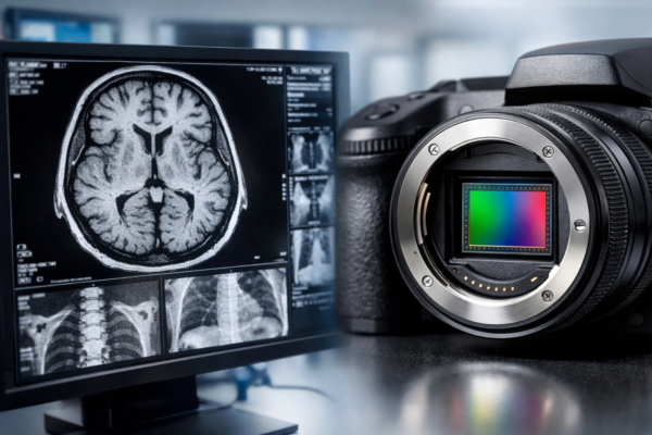 High-resolution medical imaging scan demonstrating spatial resolution, contrast, and low noise in a modern imaging system