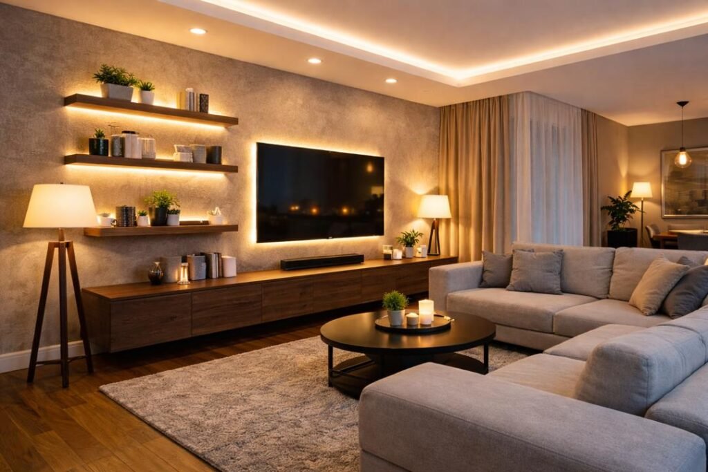 LED lighting for home creating stylish and comfortable living room ambiance