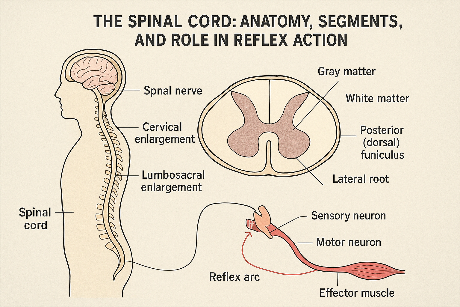 Spinal cord anatomy and reflex action