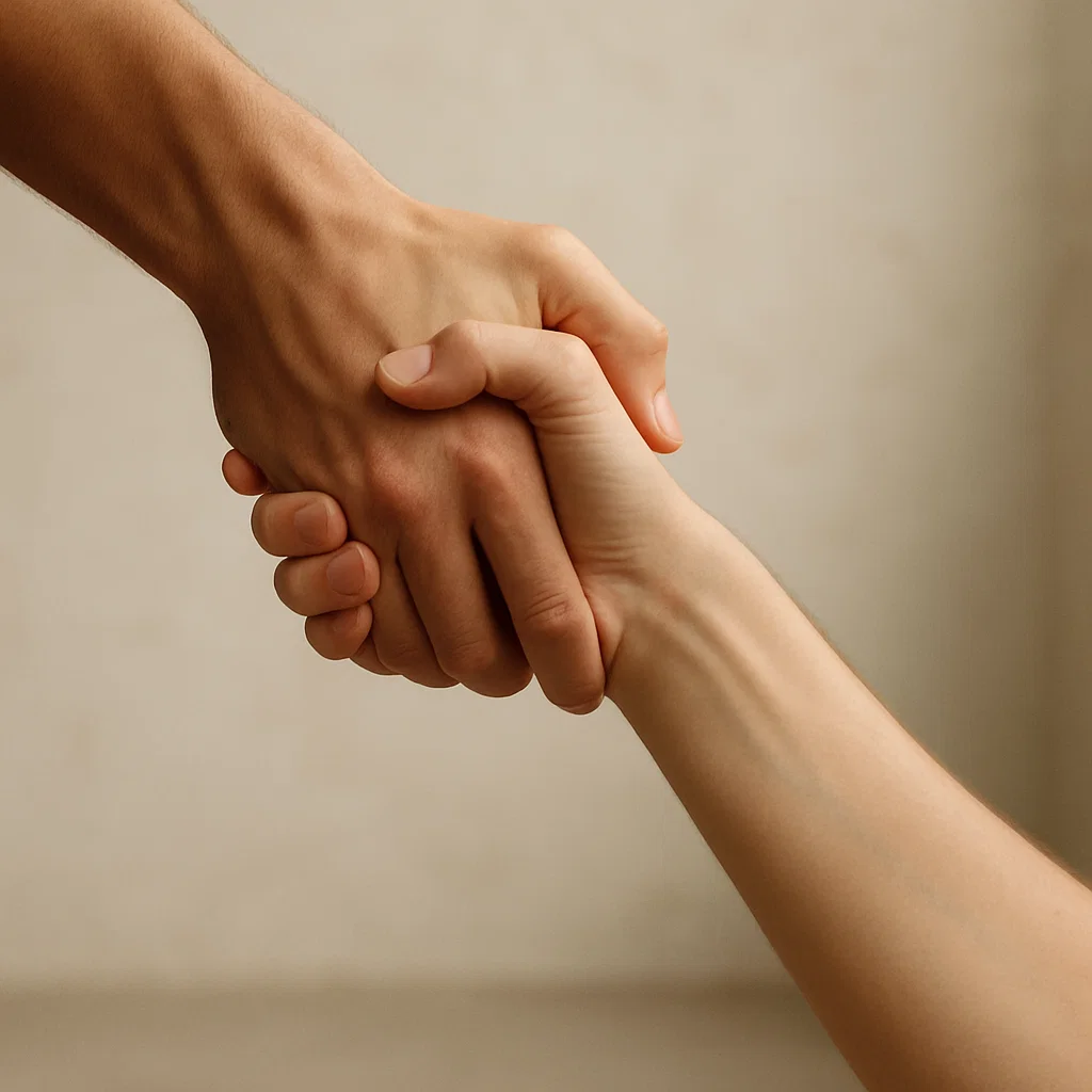 Helping hands showing support and genuine care for someone in need.