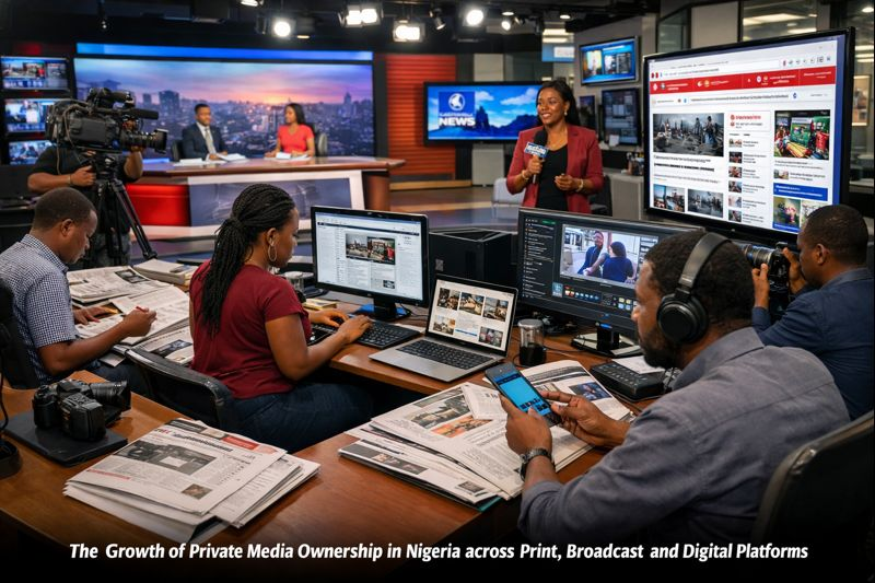 The growth of private media ownership in Nigeria across print, broadcast, and digital platforms