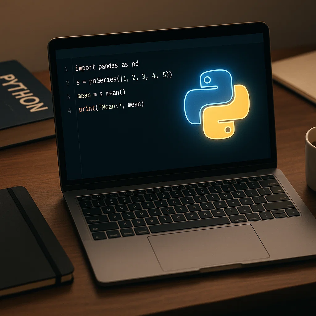 Featured image showing a laptop displaying Python code with a glowing Python logo, symbolizing the welcoming and versatile nature of Python programming for beginners.