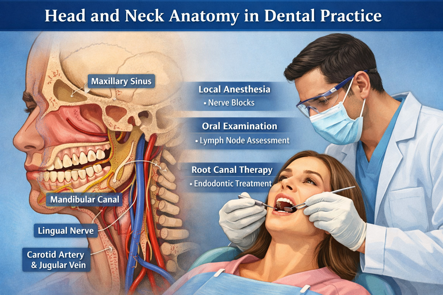 Dental anatomy and procedure illustration