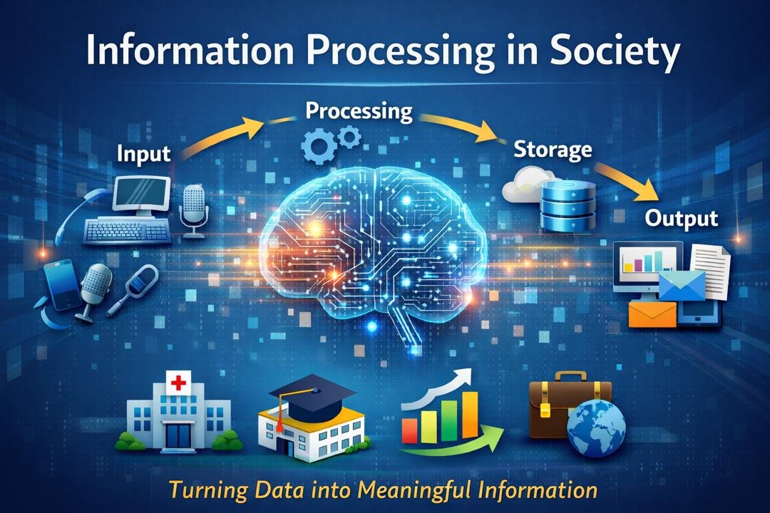 Information Processing in Society showing data flow stages