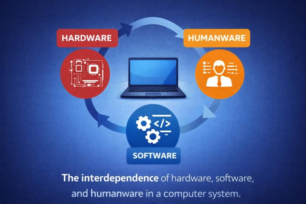 diagram showing hardware, software and humanware working together