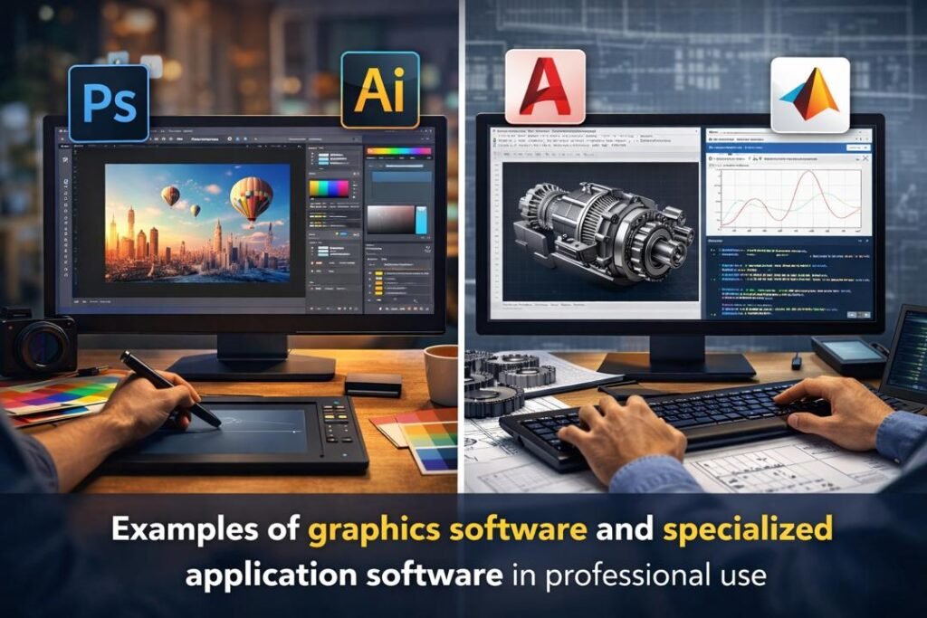 Examples of Graphics and Specialized Application Software in different industries