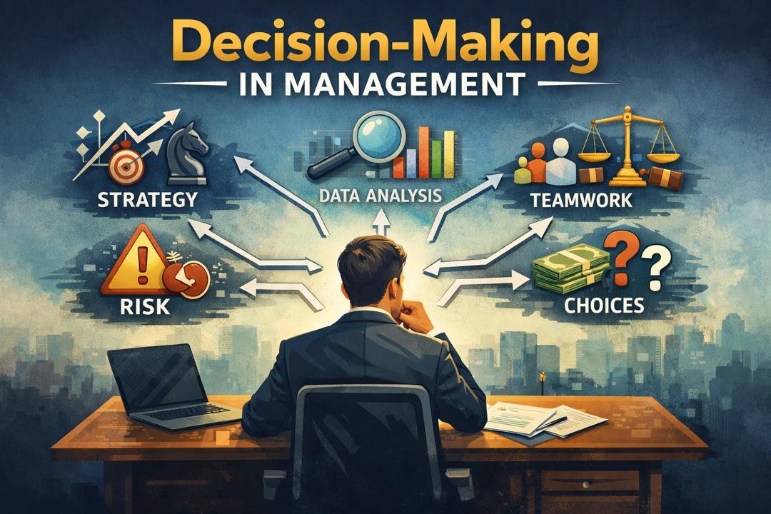 Decision-making in management illustrated through strategic analysis and leadership choices
