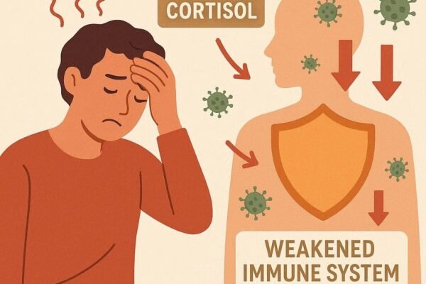 stress hormones and immune suppression affecting white blood cells