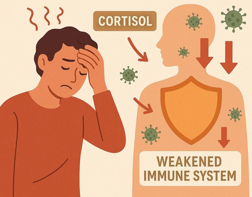 stress hormones and immune suppression affecting white blood cells