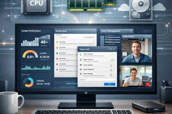 Flowchart showing how an operating system manages CPU scheduling and processes, demonstrating multitasking and task allocation.