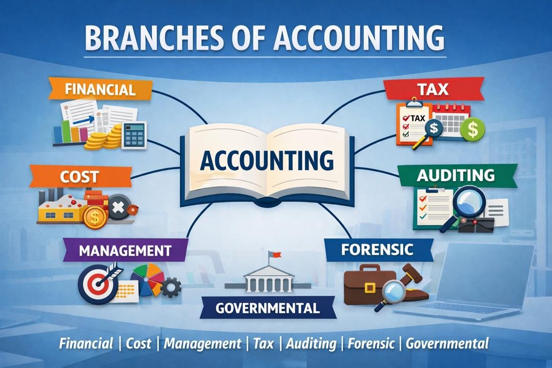 Branches of Accounting showing financial, cost, management and other specializations