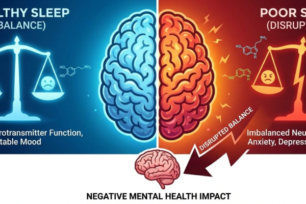neurotransmitter balance disrupted by poor sleep affecting mental health