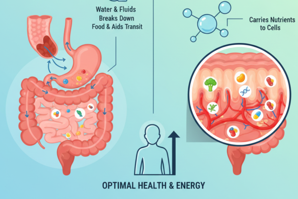 digestion and nutrient absorption supported by hydration
