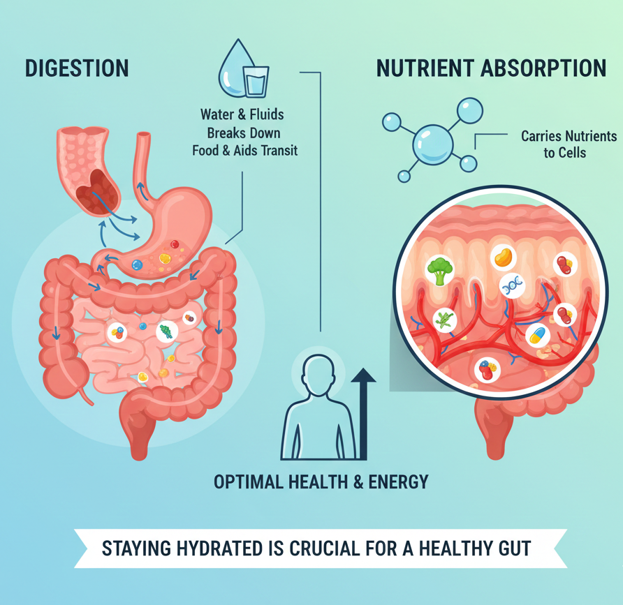 digestion and nutrient absorption supported by hydration