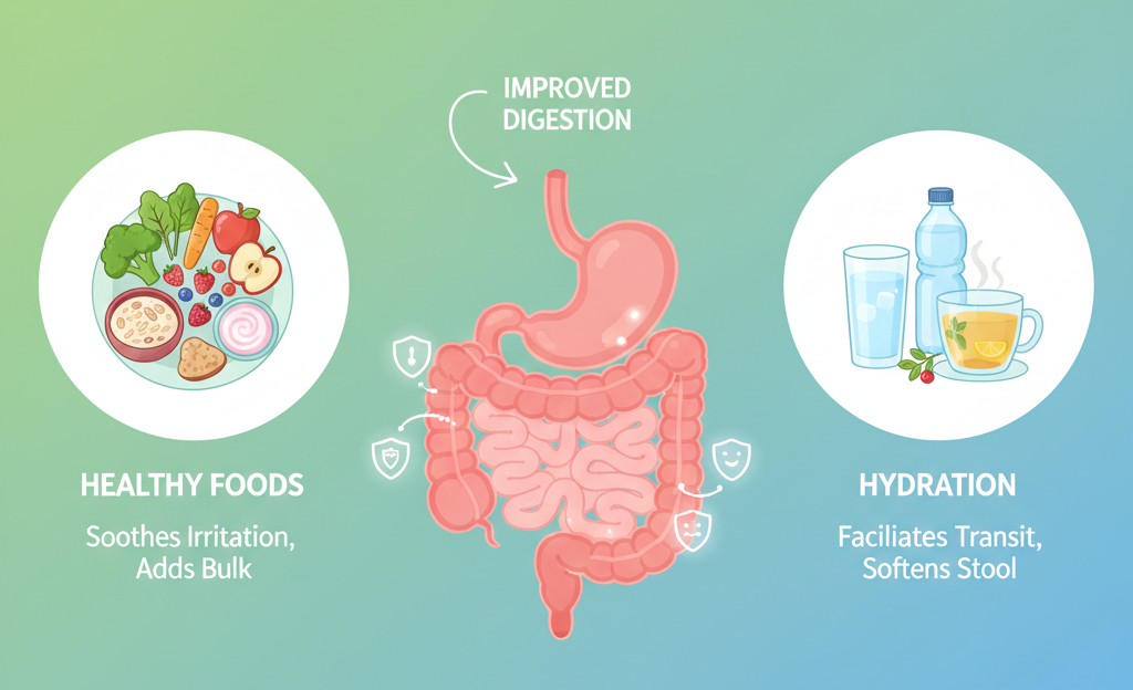 healthy foods and hydration improving early signs of digestive problems