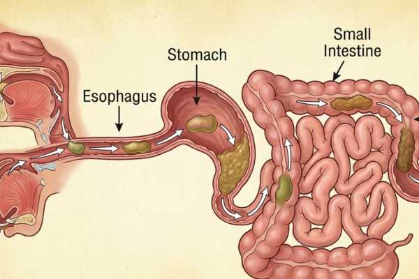 human digestive tract showing the journey of food