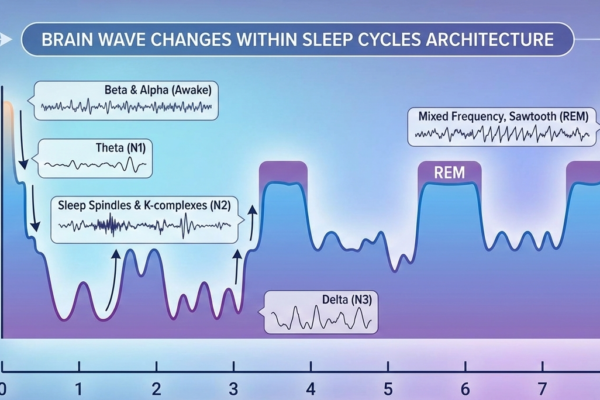 brain wave changes within the architecture of sleep cycles