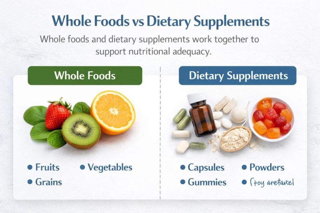 Understanding dietary supplements compared with whole foods for nutritional support