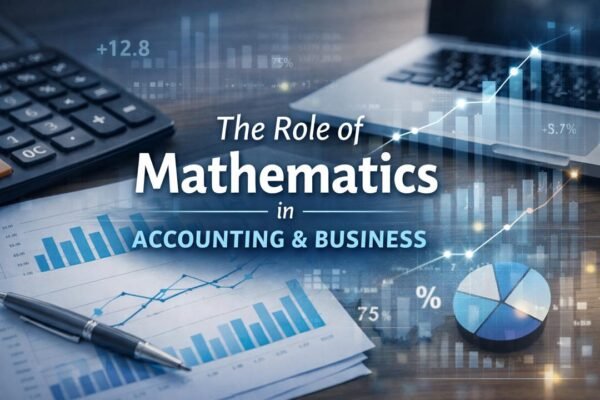 Role of mathematics in accounting and business with financial charts and calculator