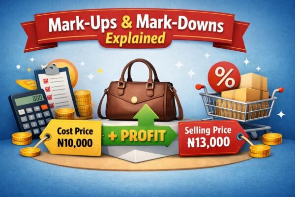 Mark-ups and mark-downs in retail pricing illustration showing cost price, selling price and profit calculation