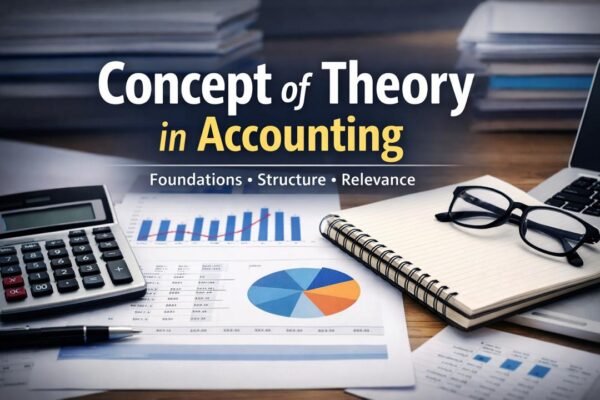 Concept of Theory in Accounting illustrated with financial tools and charts