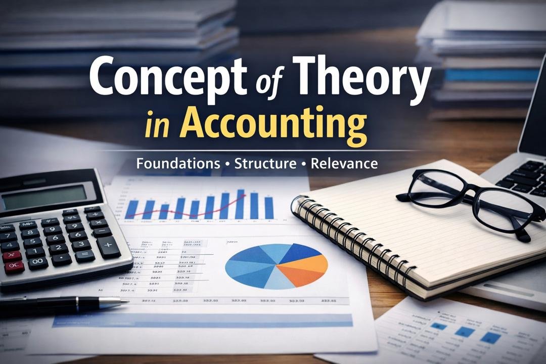 Concept of Theory in Accounting illustrated with financial tools and charts